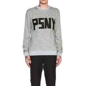 Public School New York PSNY Lambskin Leather Grey Crewneck Size Large